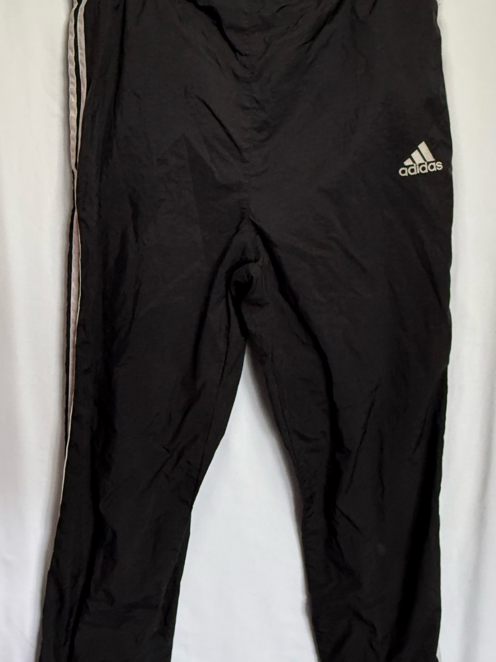 Vintage Y2K adidas Black Track Pants with White Three Stripes